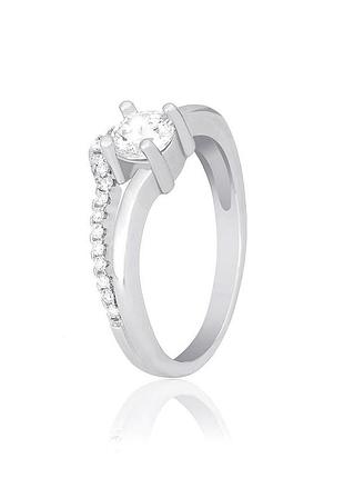 Серебряное кольцо с фианитами, размер 17,0, вес: 2.9 г