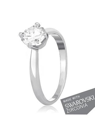 Срібна каблучка з цирконієм swarovski zirconia, розмір 18,0, вага: 1.5 г