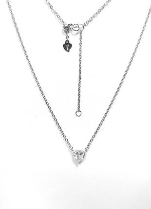 Серебряное колье в стиле "pandora" со вставкой фианит, размер 50 см x 0,15 см, вес: 3.4 г