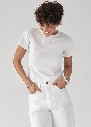 Однотонная женская эластичная футболка - белый цвет, one size (есть размеры)