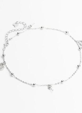 Серебряный браслет ключики замочки, размер 22 см x 0,1 см, вес: 3.1 г