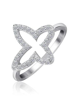 Серебряное кольцо с фианитами, размер 15,5, вес: 1.9 г