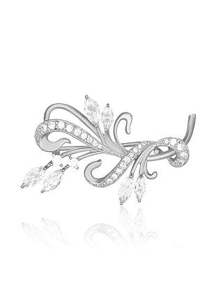 Серебряная брошь с фианитами