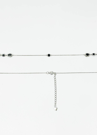 Серебряное колье с черными фианитами, размер 90 см x 0,1 см, вес: 8.2 г