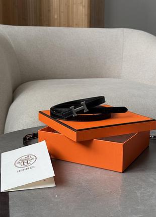 Ремінь reversible swift epsom mini constance h belt black/silver 2