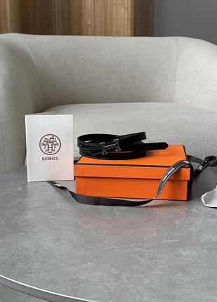 Ремінь reversible swift epsom mini constance h belt black/silver 3