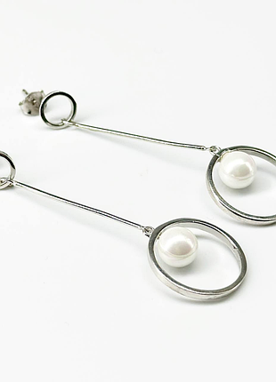 Серебряные серьги со вставкой sea shell pearl