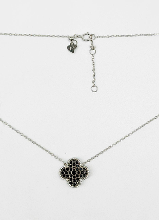 Срібне кольє в стилі "van cleef та arpels" зі вставкою фіаніт, розмір 48 см x 0,1 см, вага: 3.5 г