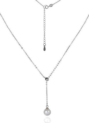 Серебряное колье с жемчугом, размер 41 см x 0,1 см, вес: 2.4 г