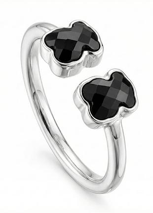 Серебряное кольцо с ониксом, размер 17,0, вес: 1.3 г