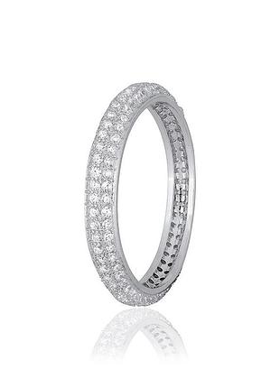Серебряное кольцо с фианитами, размер 15,0, вес: 1.9 г