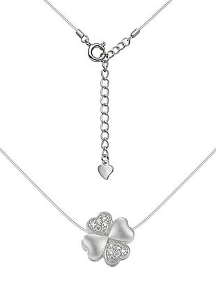 Серебряное колье со вставкой фианит, размер 42 см x 0,05 см, вес: 1.3 г