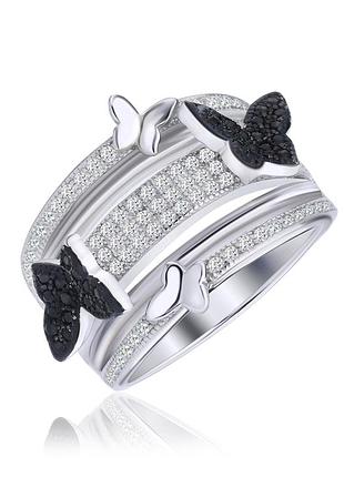 Срібна каблучка в стилі "van cleef та arpels" з фіанітами, розмір 16,5, вага: 8.1 г
