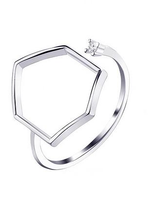 Серебряное кольцо необычной геометрической формы, размер 16,0, вес: 1.2 г