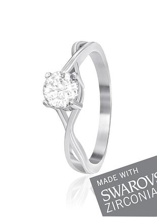 Серебряное кольцо с цирконием swarovski zirconia, размер 15,5, вес: 1.8 г