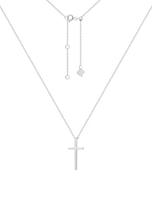 Серебряное колье с крестиком, размер 35-47 см x 0,1 см, вес: 2.4 г