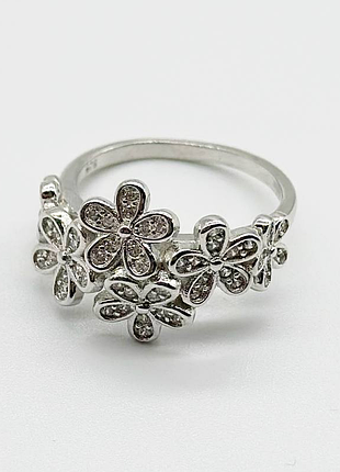 Срібна каблучка в стилі "van cleef та arpels" з фіанітами, розмір 16,5, вага: 4.5 г