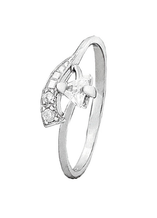 Серебряное кольцо с фианитами, размер 15,5, вес: 1.2 г