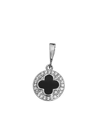 Срібний підвіс в стилі "van cleef та arpels" зі вставкою фіаніт/онікс