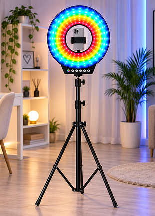 Светодиодная led лампа mj-451 / светодиодная led лампа для селфи / кольцевая лампа rgb 45 см с usb подключением