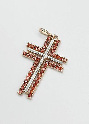 Серебряная подвеска "крестик" со вставкой фианит