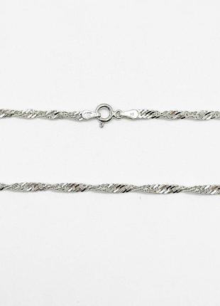 Серебряная цепочка сингапур, размер 60 см x 0,3 см, вес: 7.6 г