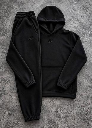 Чоловічий спортивний флісовий костюм із вишитим логотипом nike чорний m