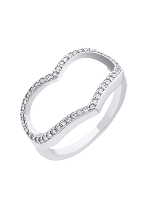 Серебряное кольцо в стиле "tiffany" с фианитами, размер 15,5, вес: 2.4 г