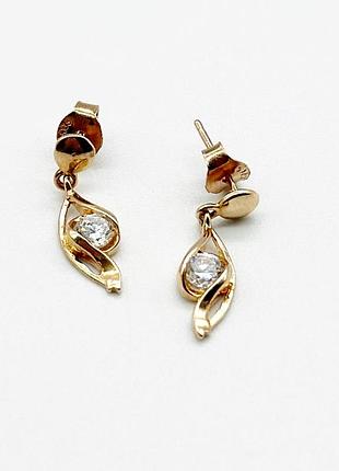Срібні сережки позолочені зі вставкою фіаніт