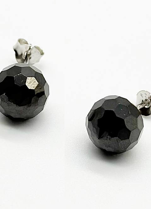 Серебряные серьги с черной керамикой