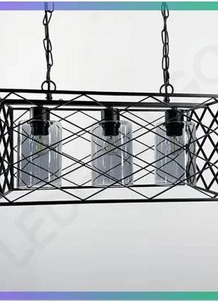 Современная люстра loft на три лампы черный металл плафоны графит янтарь для интерьера освещение sku_oledim_lf-12607/3