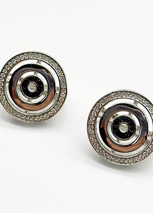 Серебряные серьги в стиле "bvlgari" с фианитами