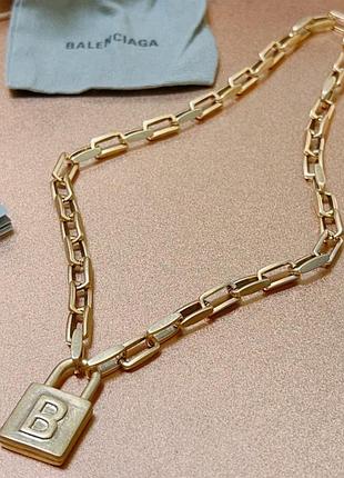 Кольєланцюг balenciaga «padlock b» преміум'якість
