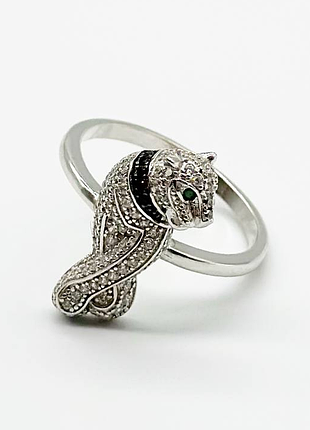 Срібна каблучка в стилі "cartier" з фіанітами, розмір 16,5, вага: 3.5 г