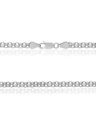 Серебряная цепочка, бисмарк (двойной якорь) (067р), размер 45 см x 0,4 см, вес: 11.0 г