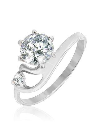 Серебряное кольцо с фианитами, размер 15,5, вес: 1.4 г