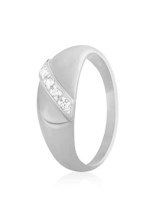 Серебряное кольцо с фианитами, размер 16,0, вес: 3.1 г