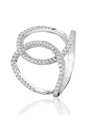 Серебряное кольцо с фианитами, размер 16,0, вес: 3.2 г