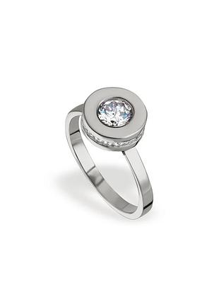 Серебряное кольцо с большим фианитом, размер 16,0, вес: 3.5 г