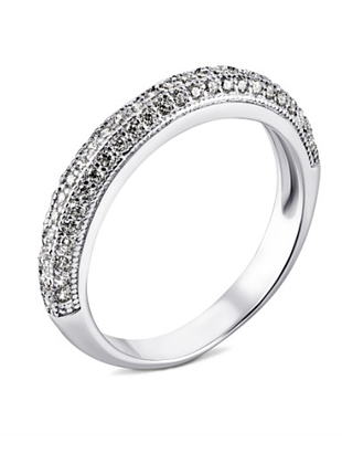 Серебряное кольцо с фианитами, размер 15,5, вес: 2.1 г
