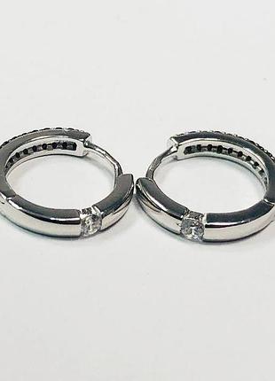 Серебряные серьги двусторонние со вставкой фианит