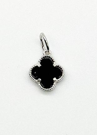 Серебряный подвес в стиле "van cleef и arpels" со вставкой оникс