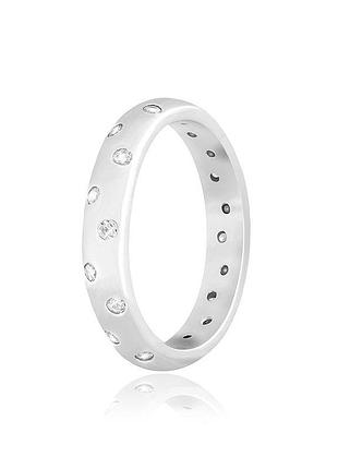 Серебряное кольцо с фианитами, размер 15,5, вес: 2.9 г
