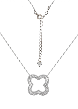 Срібне кольє в стилі "van cleef та arpels" зі вставкою фіаніт, розмір 37,5 см x 0,05 см, вага: 1.1 г