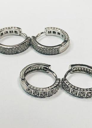 Серебряные серьги двусторонние со вставкой фианит
