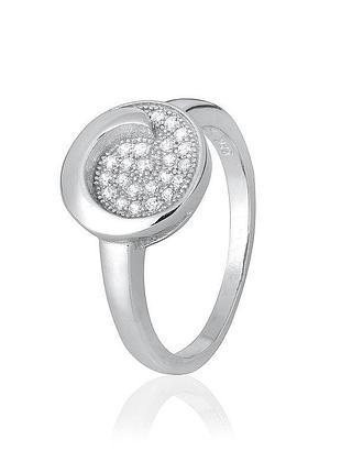 Серебряное кольцо с фианитами, размер 15,5, вес: 3.1 г