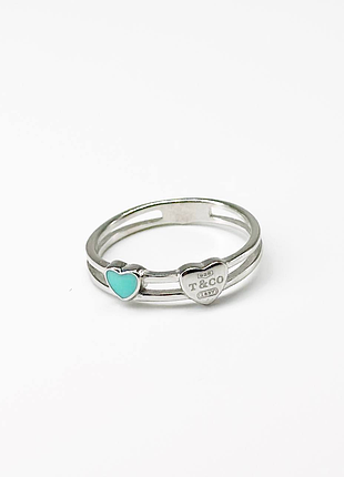 Срібна каблучка в стилі "tiffany" зі вставкою емаль, розмір 17,5, вага: 1.8 г