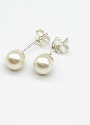 Серебряные серьги пусеты со вставкой sea shell pearl