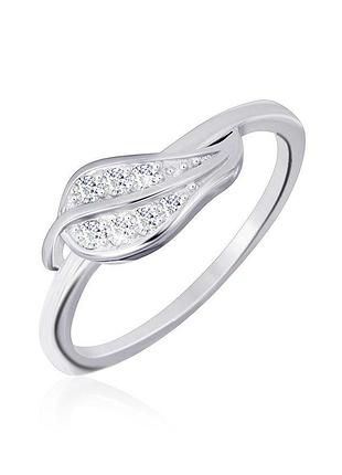 Серебряное кольцо с листком с фианитами, размер 16,5, вес: 1.7 г