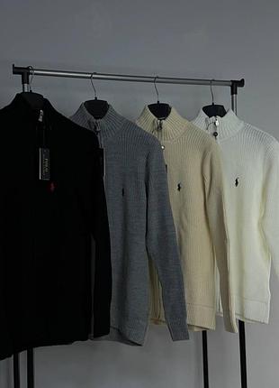 Кофта polo ralph lauren мужская на молнии кардиган с логотипом черный, m